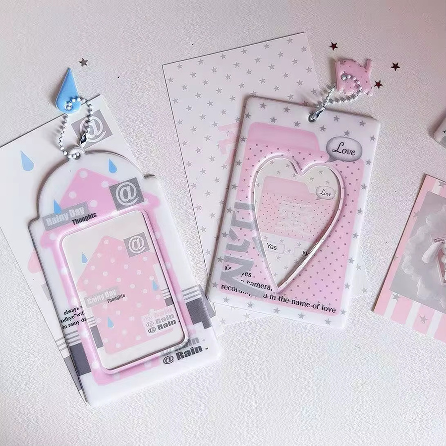 Mädchenherz PVC-Kartenhalter für Kpop Idol Fotokarten, Schülerausweise und Essenskarten als Aufbewahrungs- und Präsentationsetui mit Anhänger - Bild 1