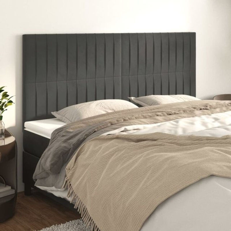 Vidaxl Kopfteile 4er Set aus Samt in Dunkelgrau und Anthrazit B/H: 100 x 78/88 cm, Tiefe: 5 cm - Bild 1