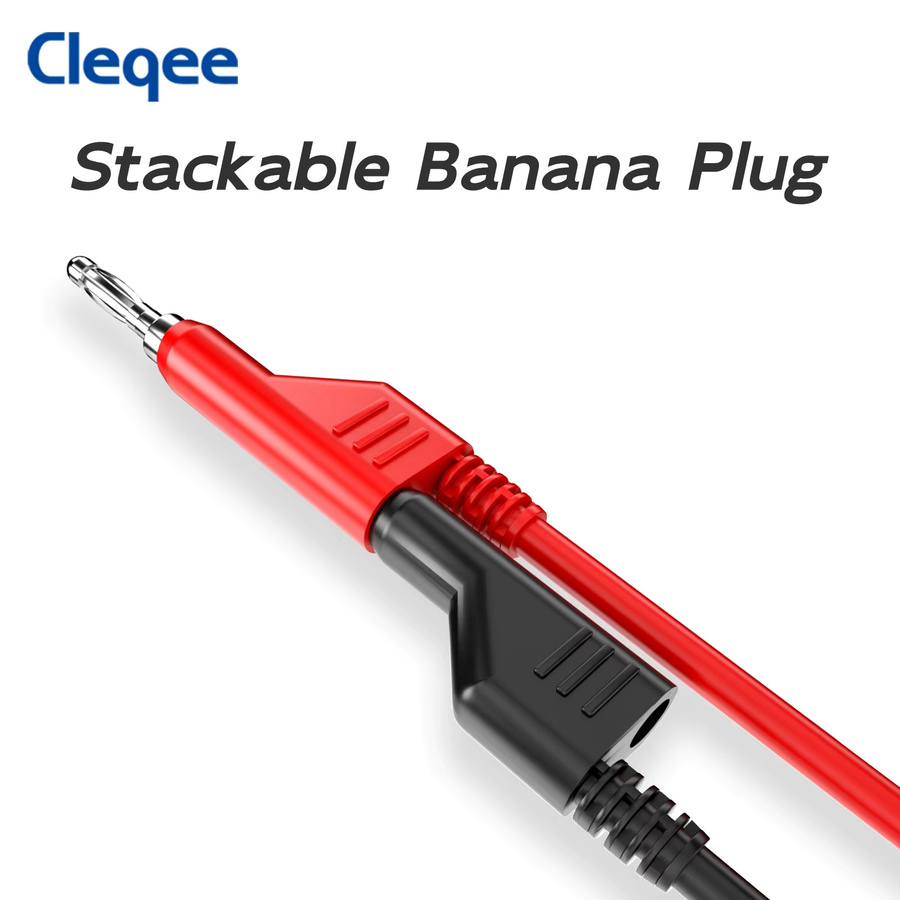 Cleqee P1036 Dual 4mm Stapelbare Bananenstecker Messleitungen für Multimeter, 2er-Set, Rot und Schwarz, 1000V 15A - Bild 2
