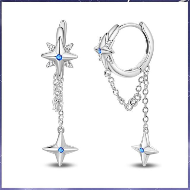 Ohrringe 925 Sterlingsilber, Stern, Quasten, Damen - Bild 1