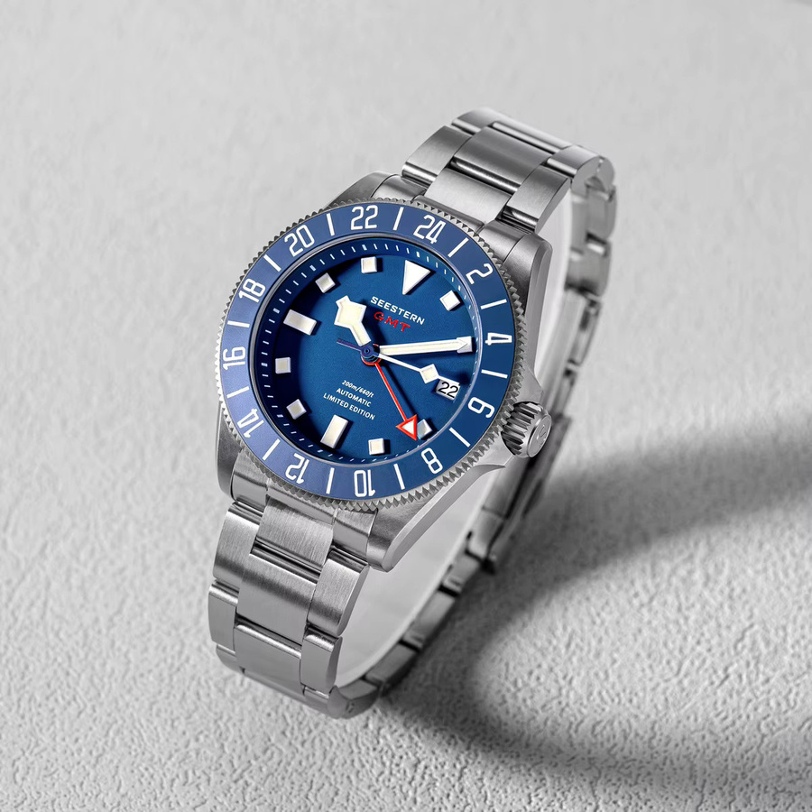 SUGESS Armbanduhr GMT Taucheruhr, Automatik, Titan, Schwarz, Herren - Bild 4