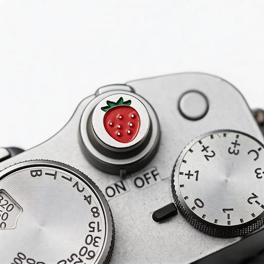 Fujifilm Frucht-Set aus Metall mit Auslöserknopf und Blitzschuhabdeckung in Wassermelone und Erdbeere für XT2 XT3 XT10 XT20 XT50 X100V - Bild 2