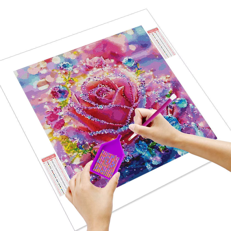 HUACAN 5D Diamant Stickerei Kit Saisonale Landschaft mit Blumen und Tieren, Rund, Multicolour, B/H: 20 x 20 cm - Bild 2