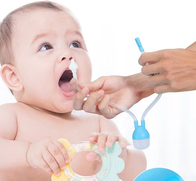 Manueller Mundsauger Nasensauger für Babys und Kleinkinder zur Nasenreinigung mit Anti-Reflux-Funktion in Gelb - Bild 1