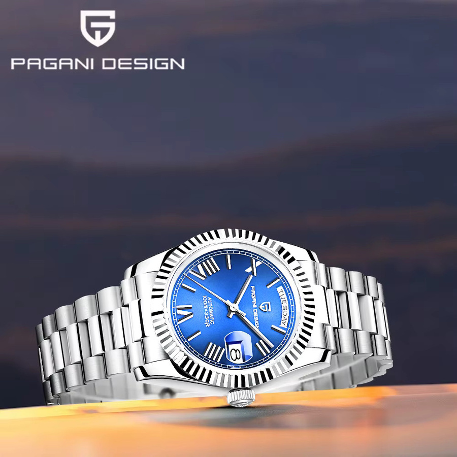 PAGANI DESIGN Armbanduhr Automatik, Edelstahl, Blau, Herren - Bild 2