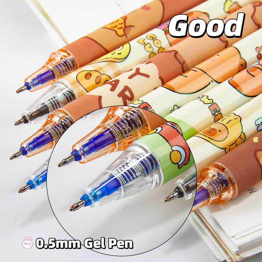 Set aus 6 oder 16 löschbaren Capybara-Stiften mit nachfüllbarer blauer Tinte in verschiedenen Farben für Schule und Büro - Bild 4