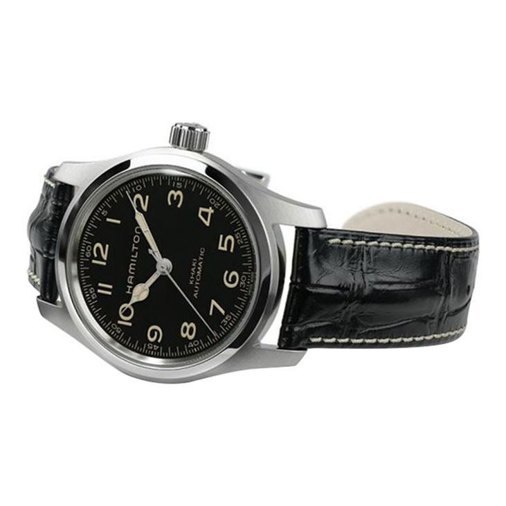 Hamilton Herrenuhr Khaki Field Murph, Automatik, Edelstahl, Leder, 42 mm, Schwarz - Bild 5