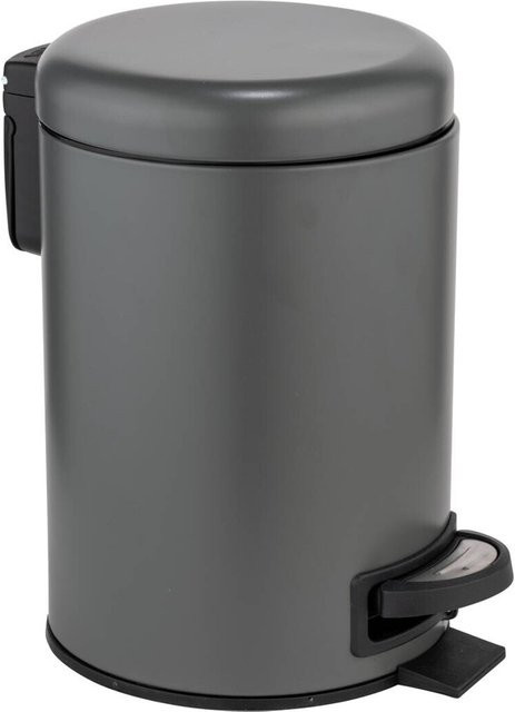 Wenko Kosmetikeimer aus Edelstahl in Anthrazit mit Pedal und Soft-Close-Funktion, Volumen: 3 l, B/T/H: 22,5 x 25,0 x 17,0 cm - Bild 1