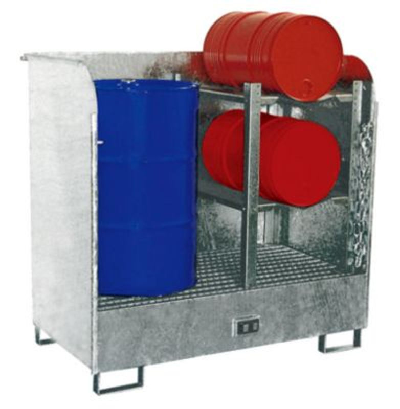 Gefahrstoff-Depot BAUER Typ GD-A aus Stahl in Silber, Auffangvolumen 220 Liter, B/T/H: 75,0 x 142,0 x 137,0 cm - Bild 2