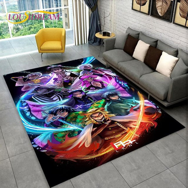 YunhengTechnology Anime Demon Slayer Flächenteppich für Kinderzimmer und Wohnzimmer, rutschfeste Bodenmatte aus Polyester, B/T: 80 x 120 cm - Bild 1
