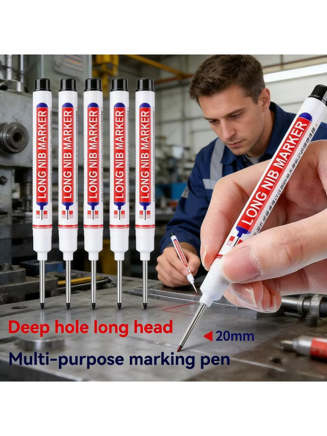 4 Stück wasserfeste Perforationsstifte in Blau, 20 mm lange Marker für Metall und Holzbearbeitung - Bild 7