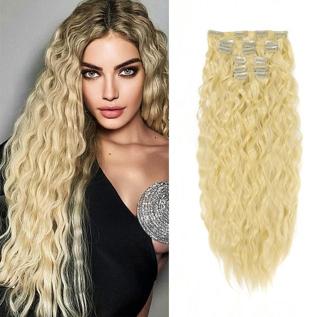 Booming Hair Clip-in-Haarverlängerungen, synthetisch, gewellt, 6 Stück, 55,9 cm, 150 g - Bild 1