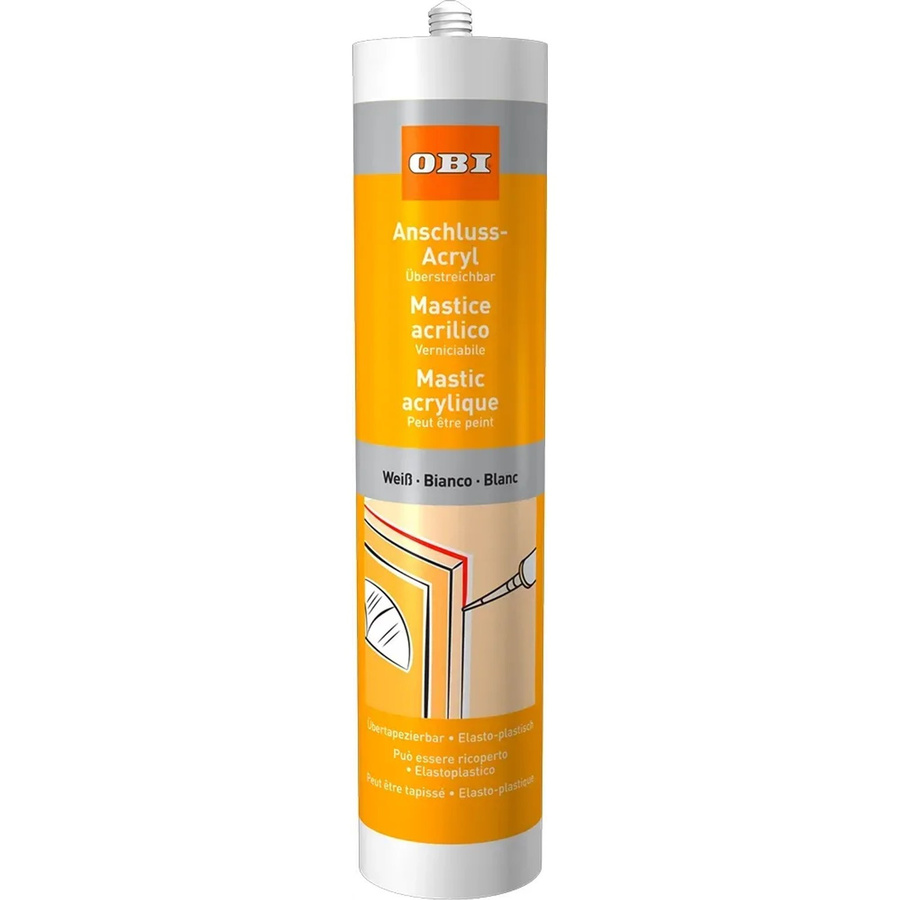 OBI Anschluss-Acryl Weiß, wasserbasiert und überstreichbar, 310 ml - Bild 2