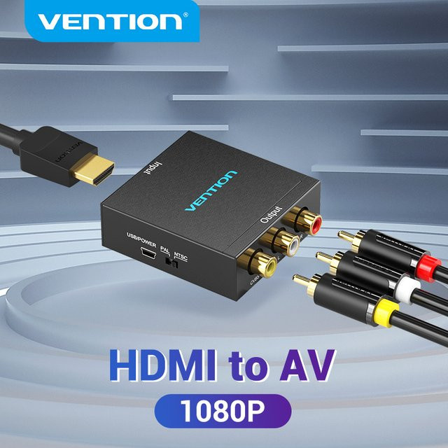 Vention HDMI zu AV RCA Adapter Konverter in Schwarz für PC, HDTV und Projektor - Bild 1