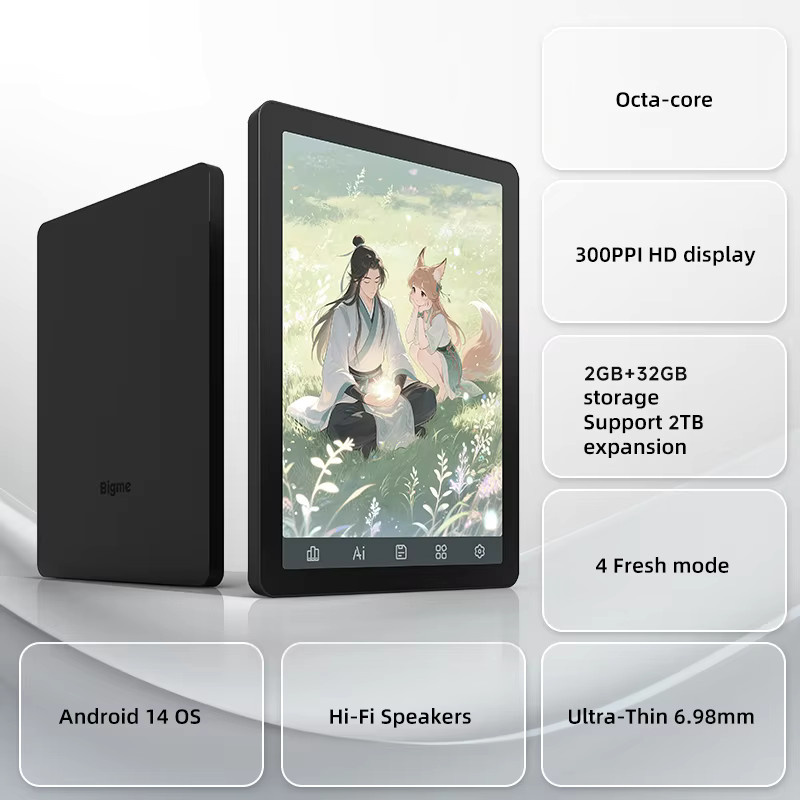 Bigme B6 Farb-E-Ink E-Reader mit 6 Zoll Display, Android 14, 2GB RAM, 32GB Speicher, Schwarz - Bild 2