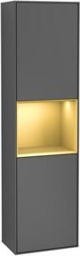 V&B Hochschrank Finion in Anthrazit mit LED-Beleuchtung und Glastüren, B: 41,8 cm, H: 151,6 cm - Bild 1
