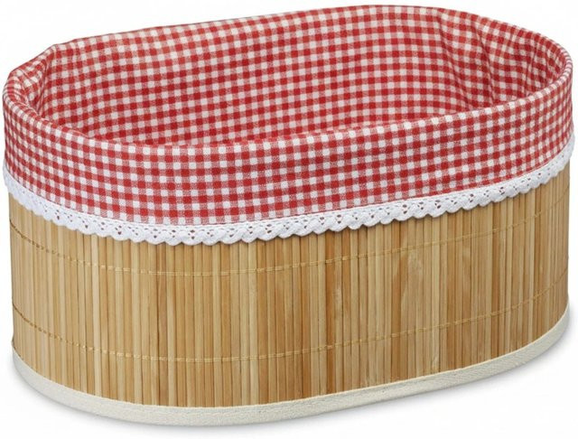Relaxdays Brotkörbchen aus Bambus in Natur mit Stoffeinsatz, faltbar, B/T/H: 33,5 x 16,5 x 23,5 cm - Bild 1