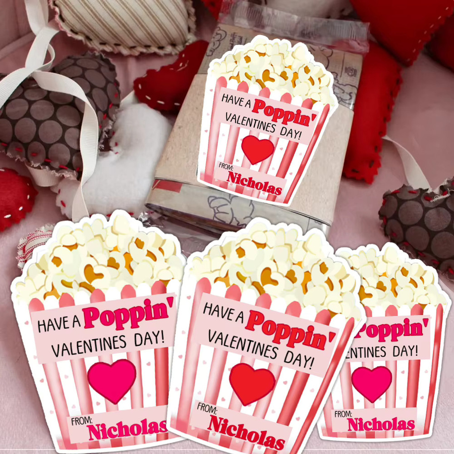 Personalisierbare Popcorn-Aufkleber von joy-enlife für den Valentinstag und Hochzeiten, mehrfarbig aus Papier - Bild 2