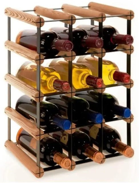 PROREGAL Modulares Weinregal Vinotega Mod aus massivem Kiefernholz, Braun geölt, H x B x T: 42,5 x 32,5 x 24,5 cm - Bild 1