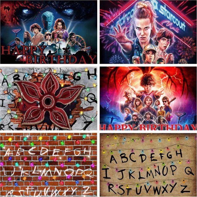 Potdemiel Stranger Things Upside Down Alphabet Wandposter für Kindergeburtstag und Party Dekoration - Bild 1