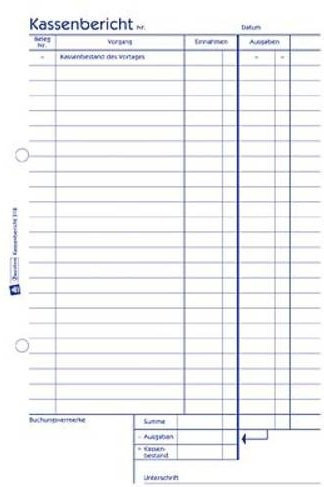 Avery Zweckform Kassenbestandsrechnung Formular 318 DIN A5 Weiß, 50 Blatt - Bild 1