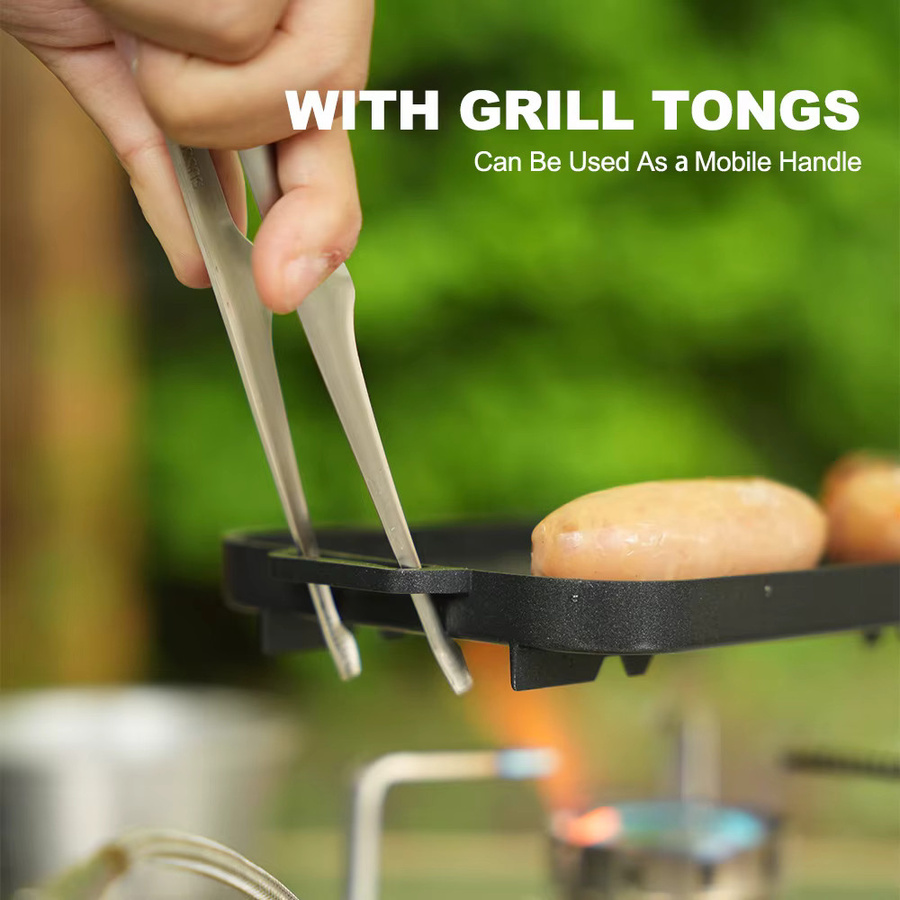 FireMaple Mini-Grillplatten-Set in Schwarz, rechteckige antihaftbeschichtete Outdoor-Grillpfanne für Camping und Kochaktivitäten - Bild 5