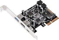 SilverStone SST-ECU05 USB-Erweiterungskarte mit PCIe-Anschluss und USB-C in Schwarz und Silber - Bild 1