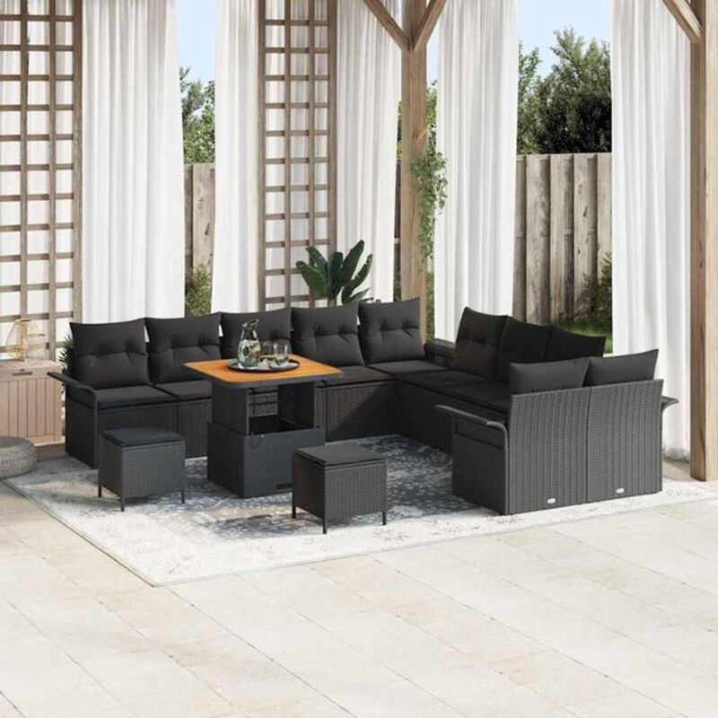 Modernes Garten-Sofa-Set aus Poly-Rattan in Schwarz von vidaxl, 13-teilig - Bild 1