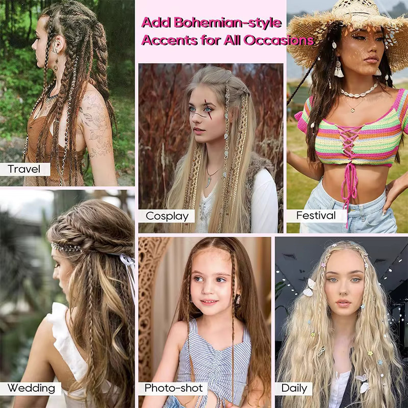 AOOSOO HAIR Perücke mit 4 Zöpfen und Haarverlängerungen, Damen - Bild 4