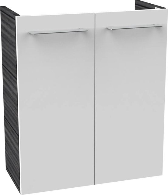 Fackelmann Waschbeckenunterschrank SBC für Badezimmer und Gäste-WC, Dark Oak/Weiss, Hochglanz, B/T/H: 52 x 24,3 x 60 cm - Bild 1