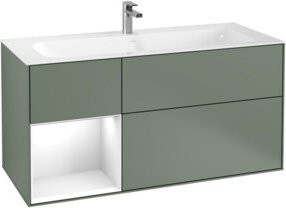 V&B Waschtischunterschrank Finion mit Wandbeleuchtung, Weiß lackiert, B: 119,6 cm, T: 49,8 cm - Bild 1