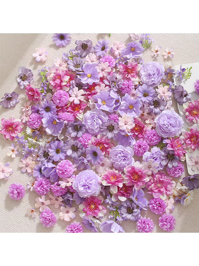 Künstliche Seidenrosen Blumenköpfe in Rosa und Lila für Bastelbedarf, Hochzeitsdekoration und Partyzubehör - Bild 2