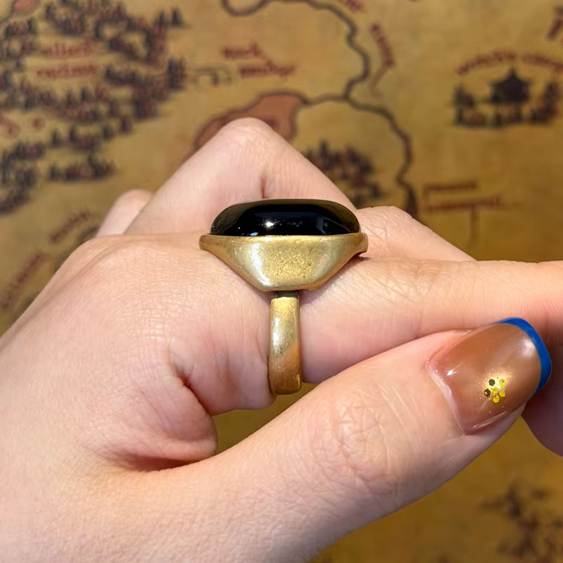 Icareu Ring Naturstein, Schwarz, Goldfarben, Damen - Bild 3