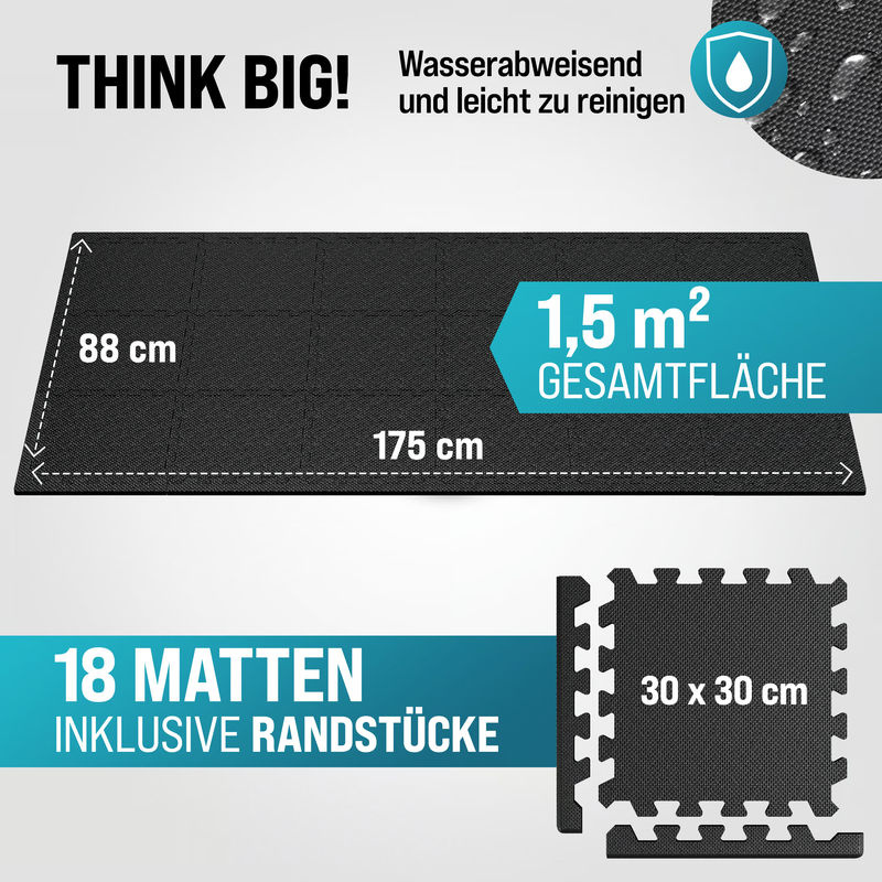 MONZANA Bodenschutz-Puzzlematten 18er-Set Schwarz B/T/H: 175 x 88 x 1 cm - Bild 2