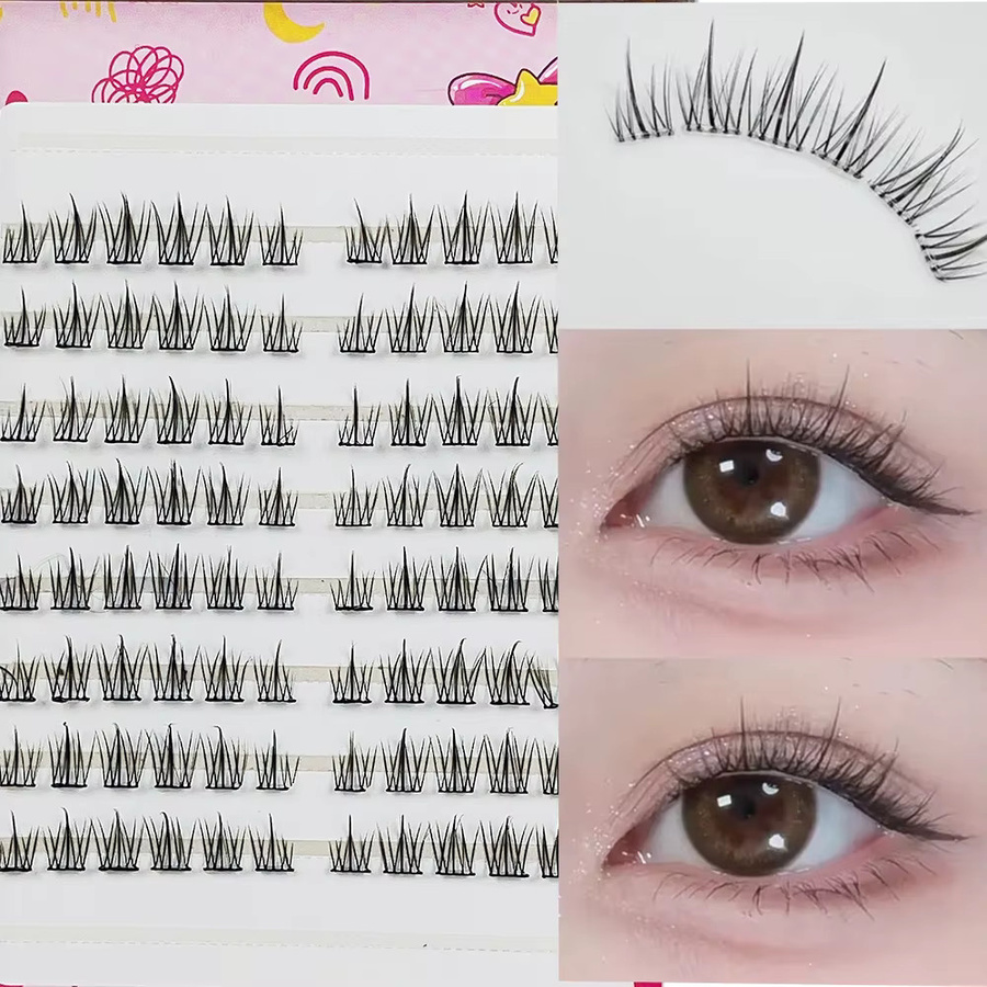 LIMEIKAI Falsche Wimpern Einzelcluster, 10-12mm, C-gebogen, Unisex - Bild 4