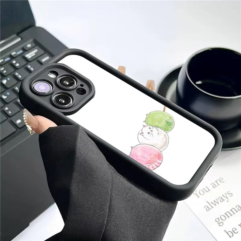 Keramik Handyhülle mit Katzen-Motiv und Anti-Drop-Schutz für iPhone 11 bis iPhone 16 Pro Max in Beige - Bild 1