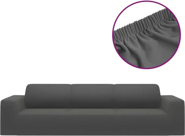 vidaXL Stretch Sofahusse für 4 Personen aus Polyester-Jersey in Anthrazit - Bild 1