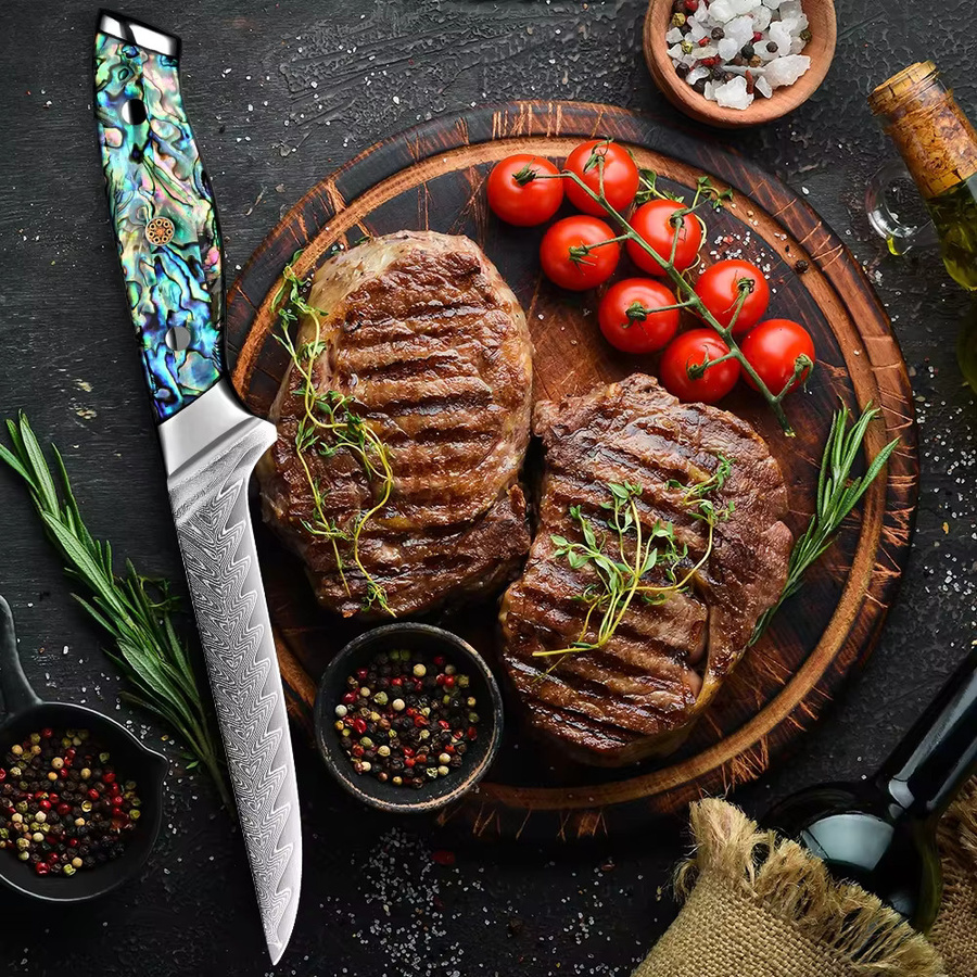 Xituo Damaststahl Ausbeinmesser mit flexibler Klinge, professionelles Filetmesser für Fisch, Geflügel und Fleisch, Mehrfarbig, Klingenlänge: 15,24 cm - Bild 5