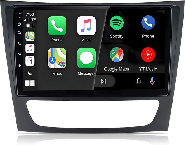 Junsun Autoradio für Mercedes Benz W211 mit Bluetooth und GPS in Schwarz (9,0 Zoll) - Bild 1