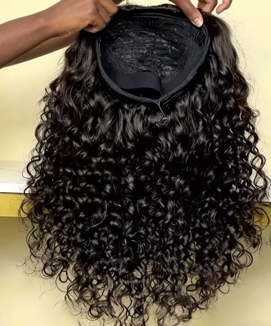 BUNGIOL Jerry Curly Halbperücke aus Echthaar, 24 Zoll, Deep Wave, 250% Dichte - Bild 1