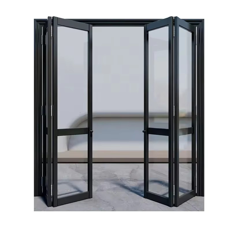 Moderne Außenklapptür aus Aluminiumlegierung mit Glas in Schwarz - Bild 4