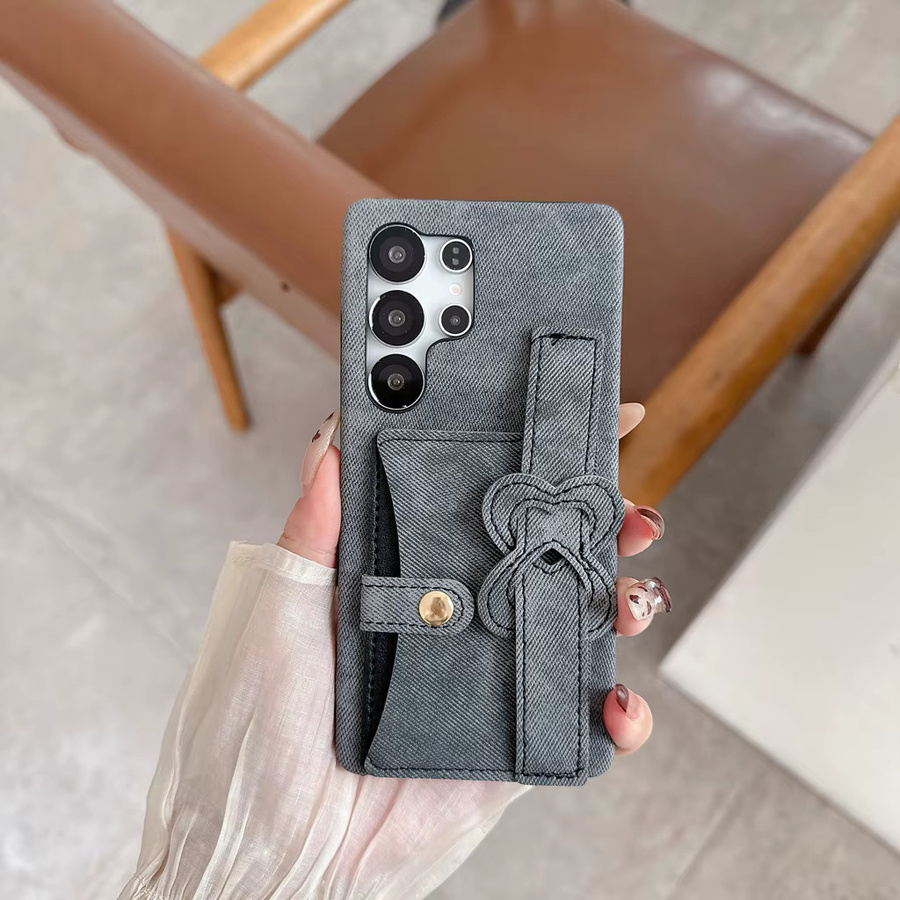 Multifunktionale Handyhülle mit Kartenhalter und Liebesarmband in Denim-Optik für Samsung Galaxy S22 S23 S24 S25 Ultra, Farbe: Weiß - Bild 3