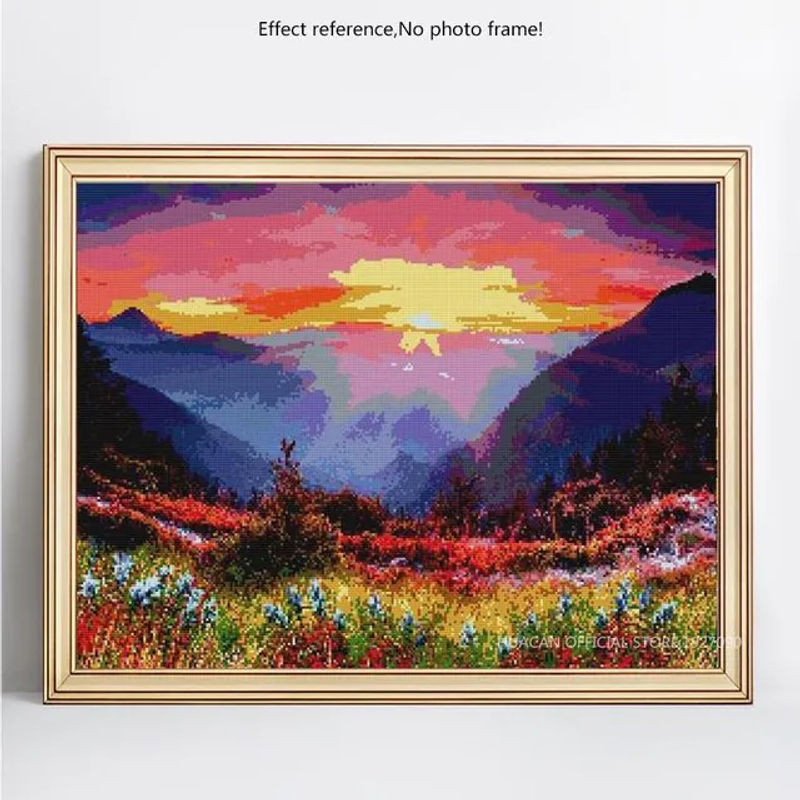 FIYO Diamant-Stickerei Sonnenaufgang Mosaik-Malerei mit runden Strasssteinen, mehrfarbig, B/H: 20 x 30 cm - Bild 1