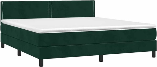 vidaXL Boxspringbett mit Matratze in Dunkelgrün aus Samt, Hybridbett mit Taschenfederkern, B/T: 180 x 200 cm - Bild 1