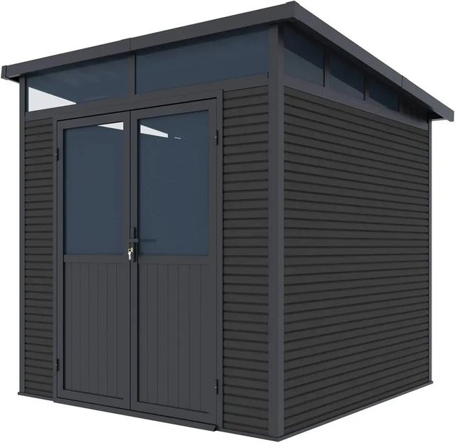 Weide Gartenhaus Gerätehaus aus Aluminium und WPC mit Doppeltür, Anthrazit, B/T/H: 218 x 218 x 226 cm - Bild 1
