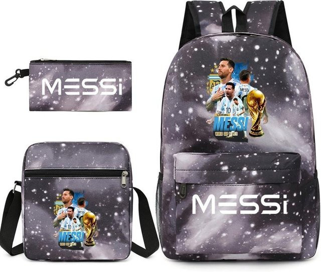 3-teiliges Schulrucksack-Set aus Oxford-Stoff in Grau mit Schultasche und Federmäppchen - Bild 1