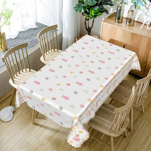 Wasserdichte Tischdecke von JMG Household Supplies in Pastellrosa mit Aquarell-Blumen-Karomuster, B/B: 90 x 140 cm - Bild 1