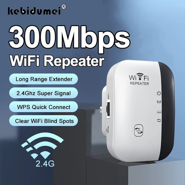 Kebidumei WiFi Repeater 300Mbps Wireless Signal Booster, Single Band WiFi Extender in Weiß - Bild 1