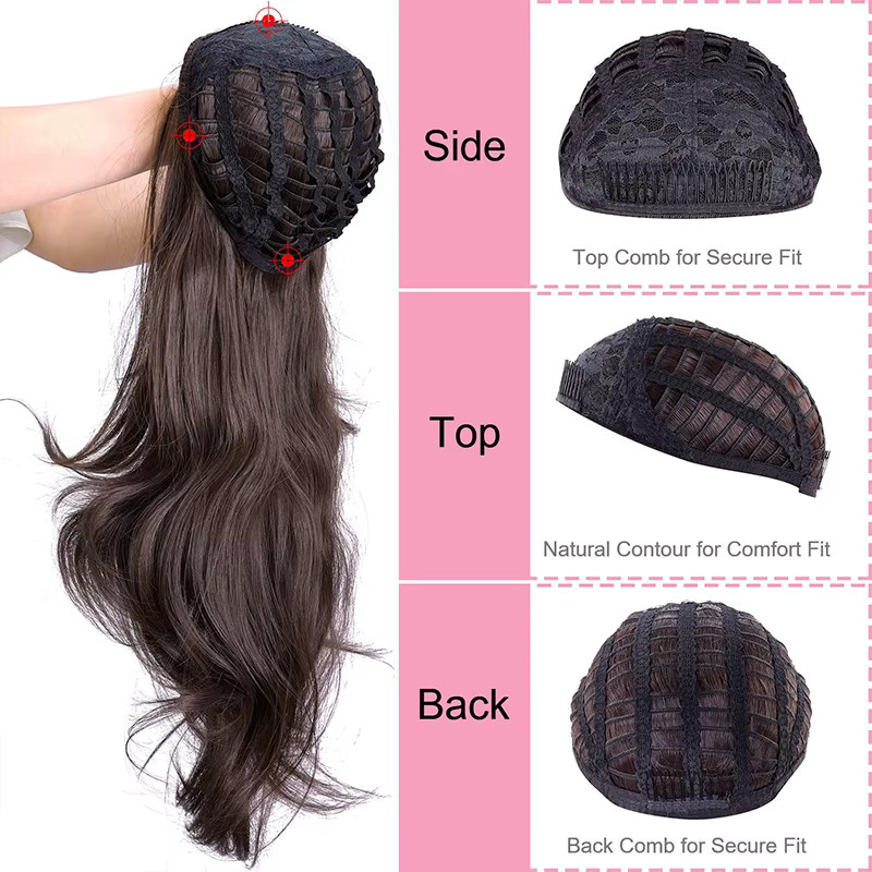 DinDong Halbe Perücke mit Clips, 24 Zoll, Wellig, Synthetisch, Damen - Bild 2