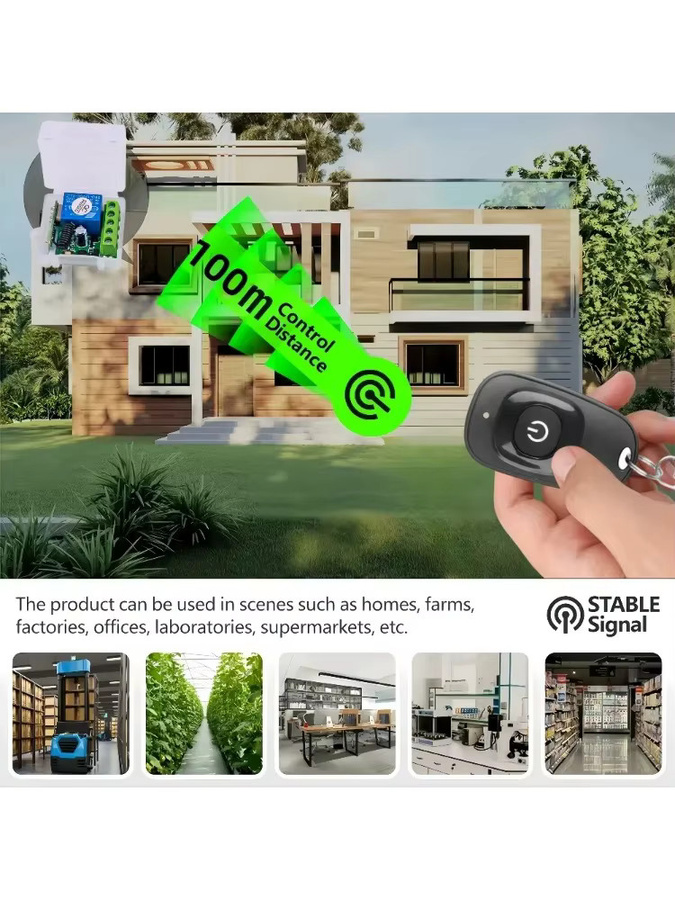 VIKEFON RF EV1527 Lerncode Sender 433 MHz Universal Wireless Fernbedienung Schalter mit DC 12 V 1CH Relais Empfänger Modul in Weiß - Bild 6